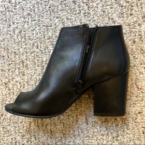 black leather steve madden peep toe booties